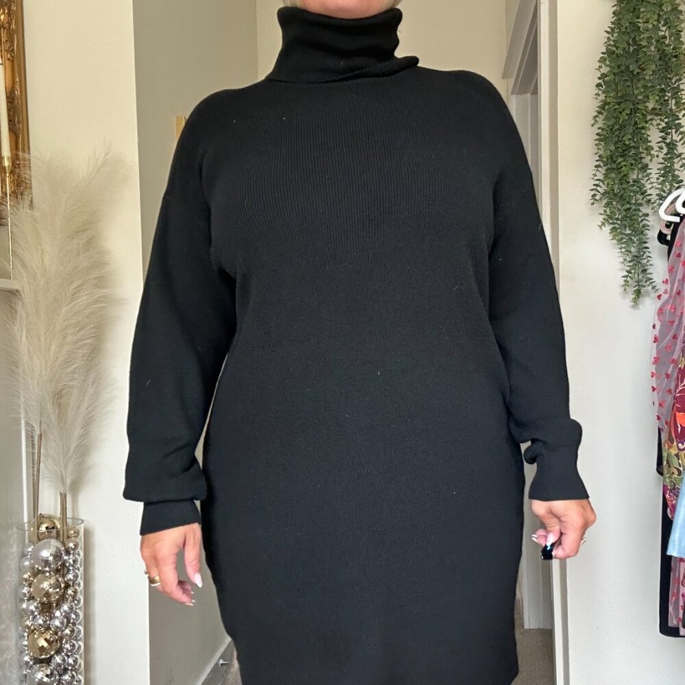 TIME & TRU BLACK TURTLENECK SWEATER DRESS-UNWORN